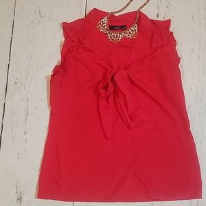 Coral Tie Front Top